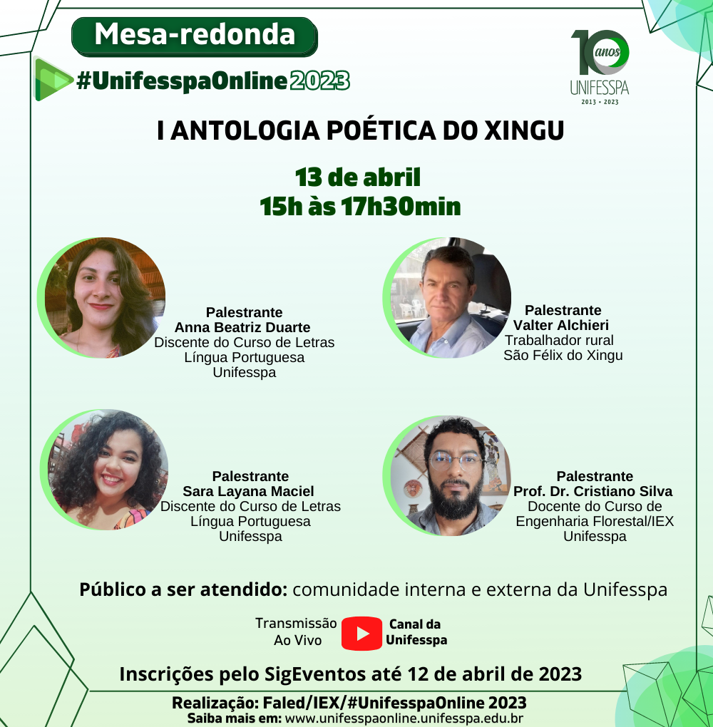 Cartaz I ANTOLOGIA POÉTICA DO XINGU IEX Cleuzeni Santiago da Silva