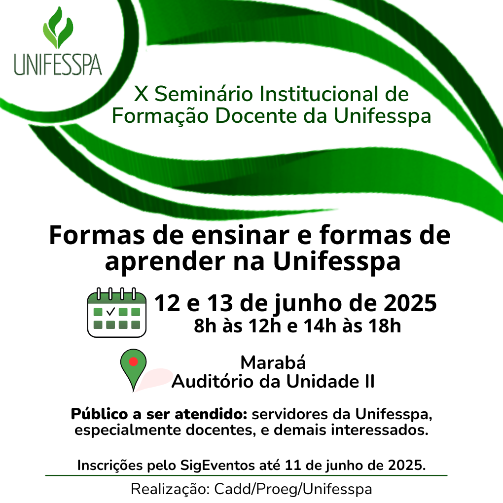 Cartaz X Seminário Institucional de Formação Docente da Unifesspa
